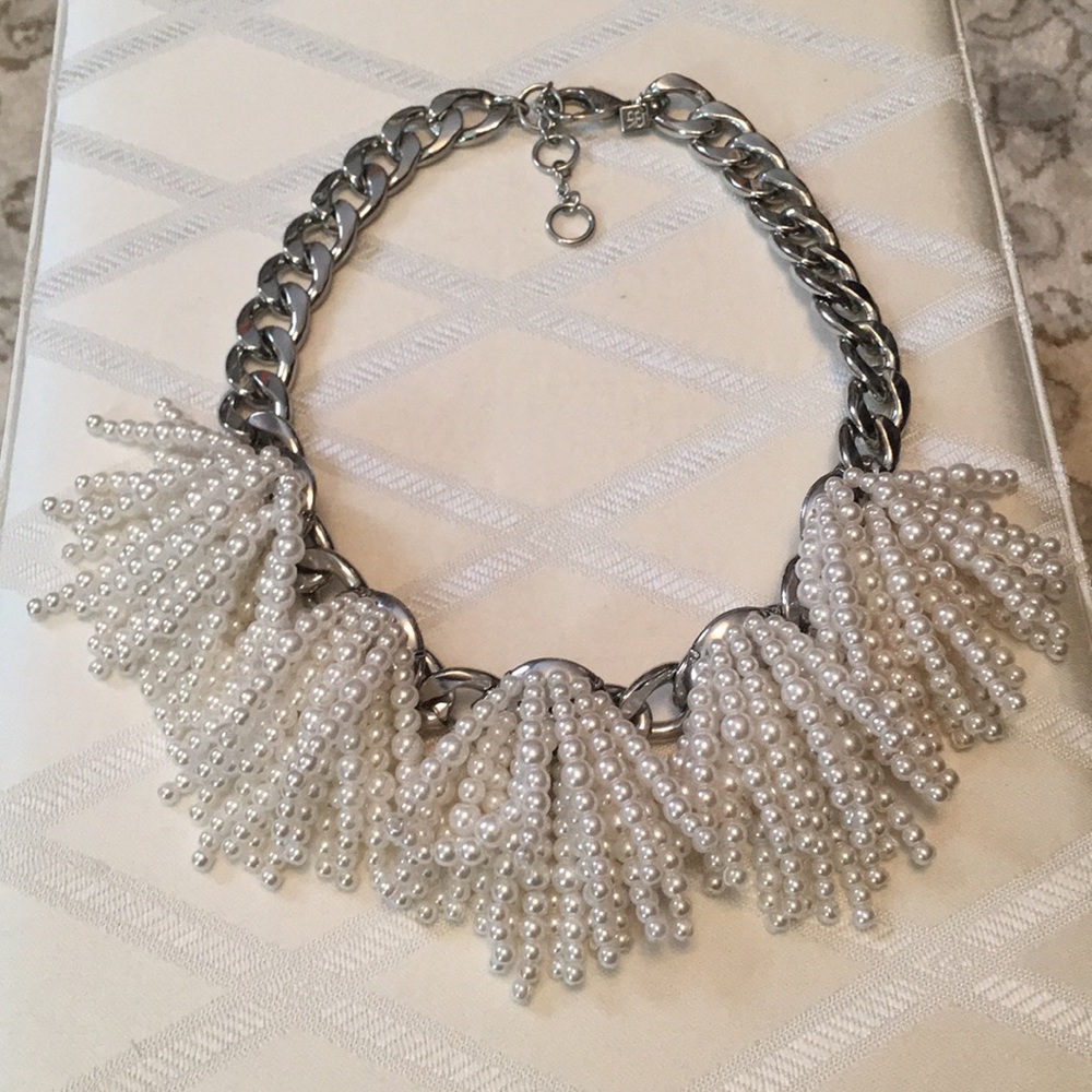 Silver and Pearl statement necklace